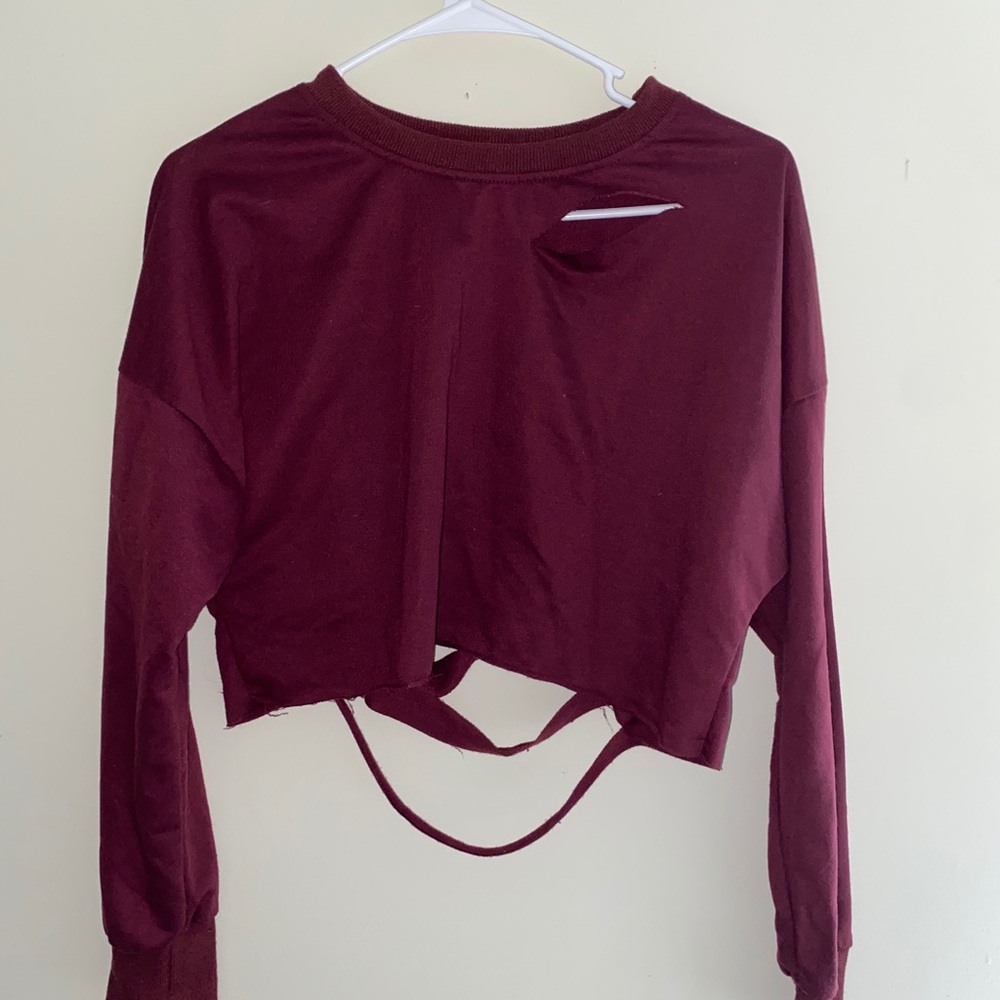Distressed Long Sleeve Crop Top